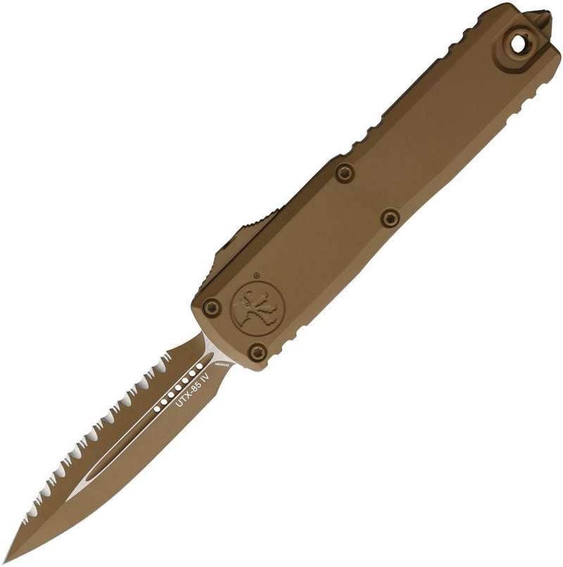 Microtech Auto UTX-85 D/E Gen IV OTF Tan Cerakote Aluminum Automatic Knife [12324-3CTA]