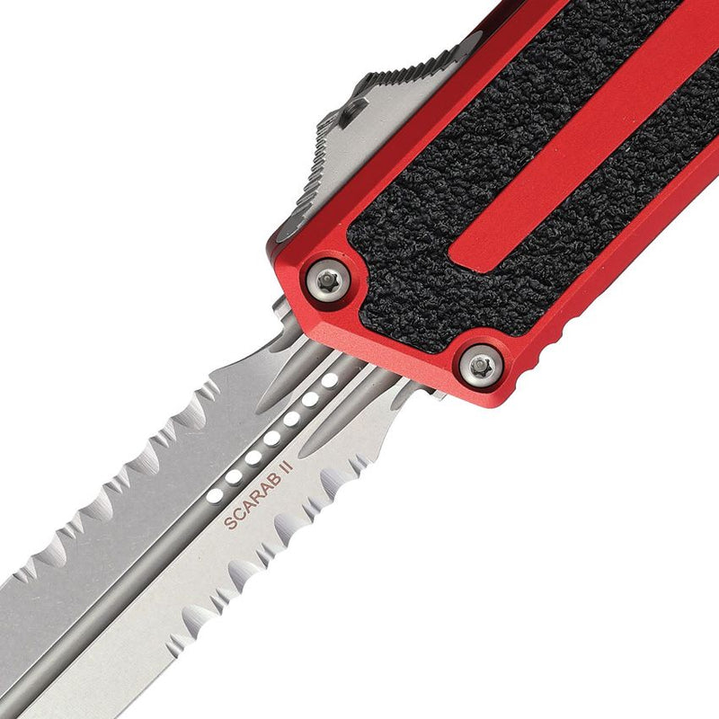 Microtech Auto Scarab II OTF D/E Gen III Black Traction Insert Red Automatic Knife [1280-11RD]