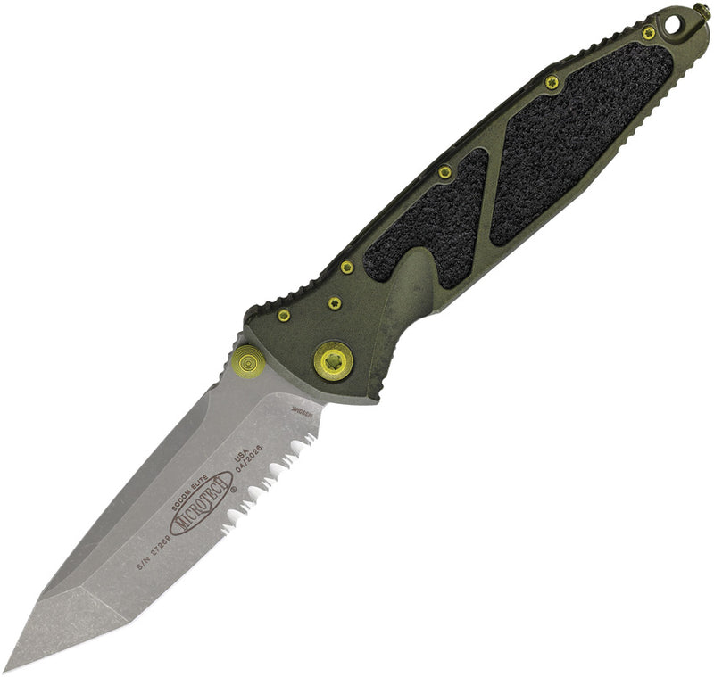 Microtech Socom Elite Dark Green Gold Hardware Partially Serrated Tanto Folding Knife [161-11DGG-U25] - product view 1