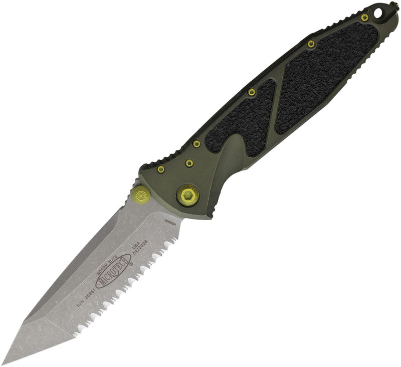 Microtech SOCOM ELITE T/E APOCALYPTIC FULL SERRATED DISTRESSED GRENADE GREEN Folding Knife [161-12DGG-U25] - product view 1