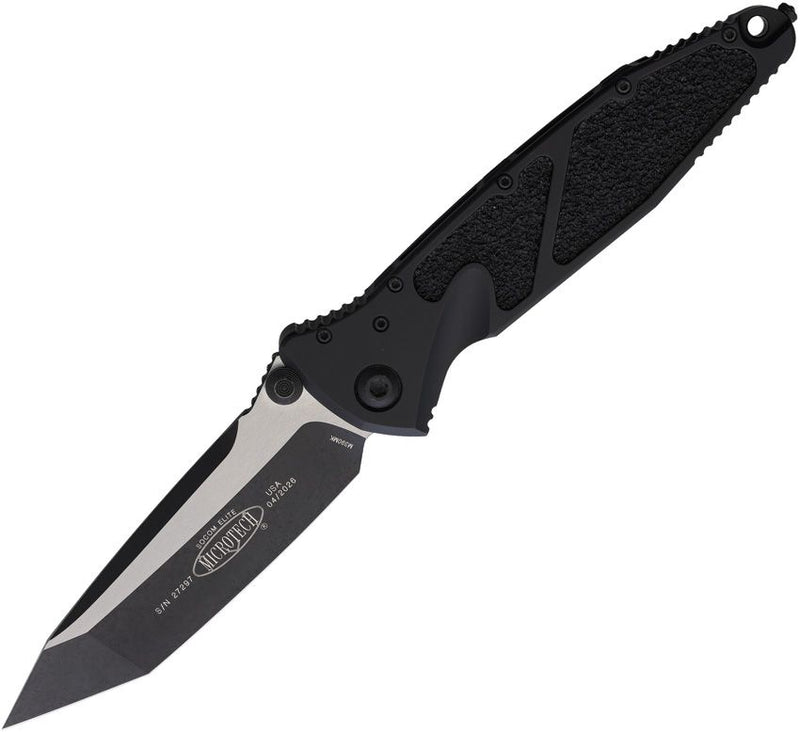 Microtech Socom Elite T/E Linerlock AP Black Traction Insert Folding Knife [161-1AP]