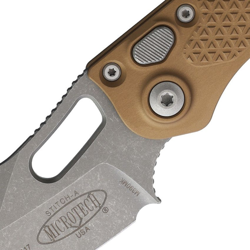 Microtech Auto Stitch S/E Button Lock AP [169-10APBN]