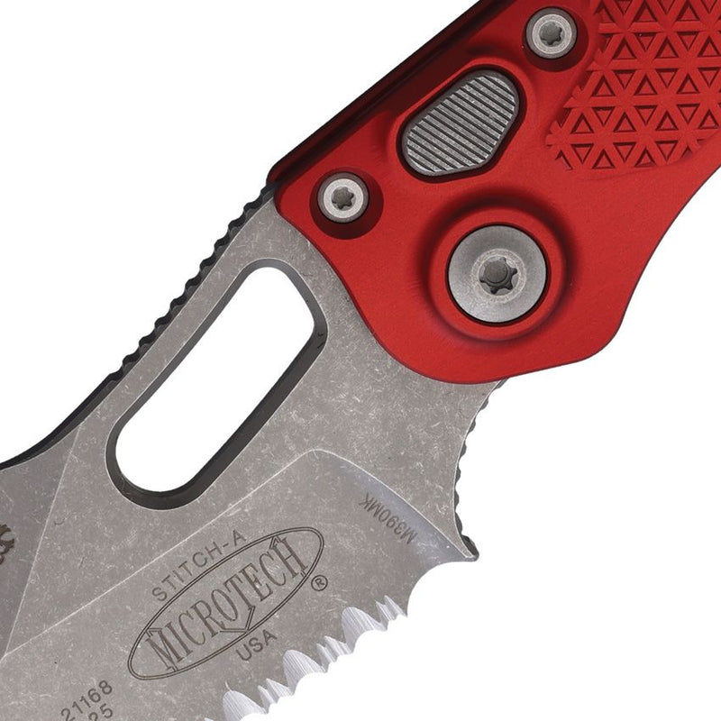 Microtech Auto Stitch S/E Button Lock AP [169-11APRD]