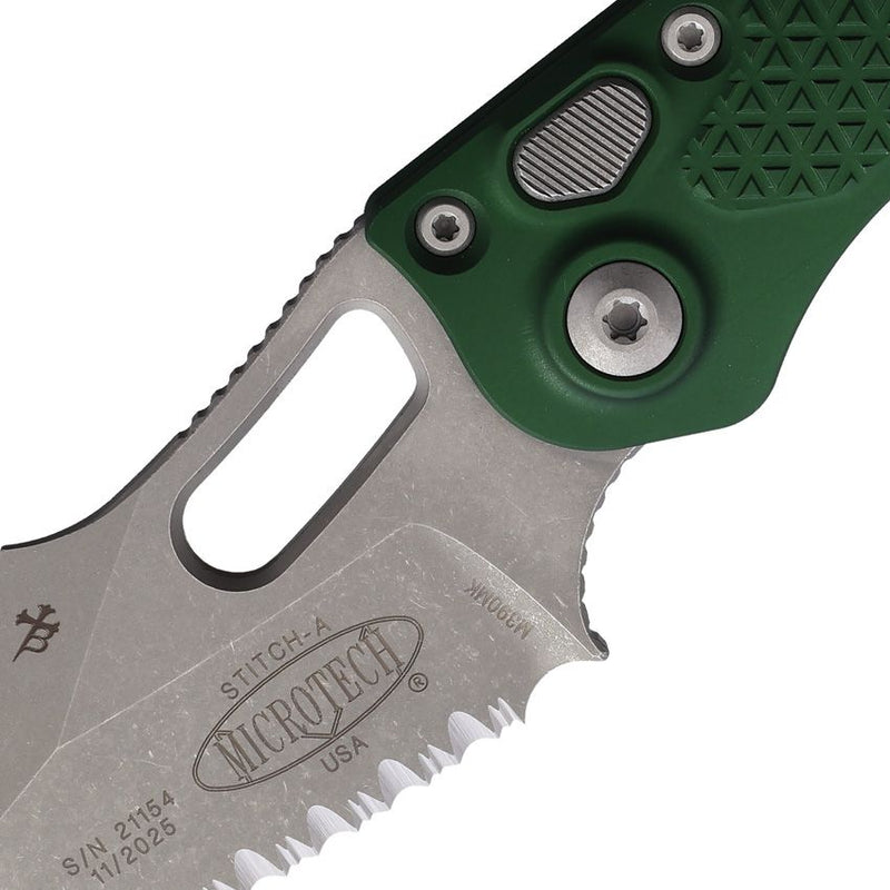 Microtech Auto Stitch S/E Button Lock Em [169-12APEG]