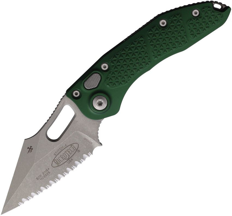 Microtech Auto Stitch S/E Button Lock Em [169-12APEG]