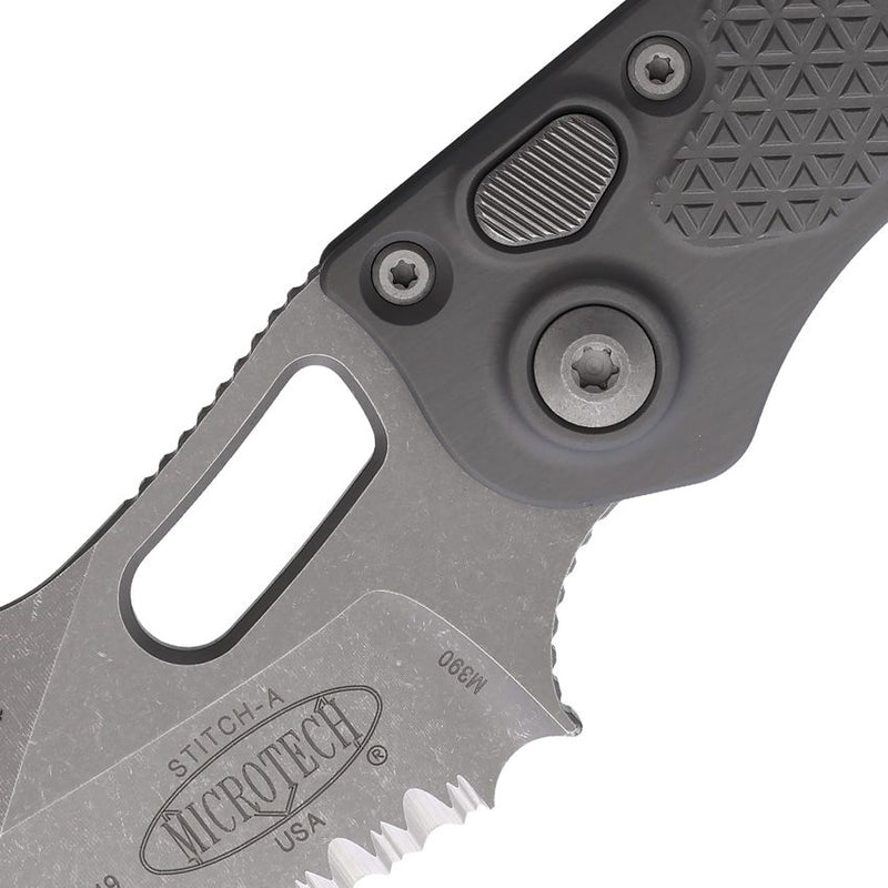 Microtech Auto Stitch S/E Button Lock AP [169-12APNC]