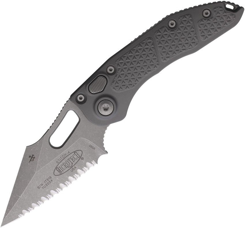 Microtech Auto Stitch S/E Button Lock AP [169-12APNC]