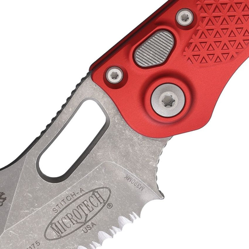 Microtech Auto Stitch S/E Button Lock AP [169-12APRD]