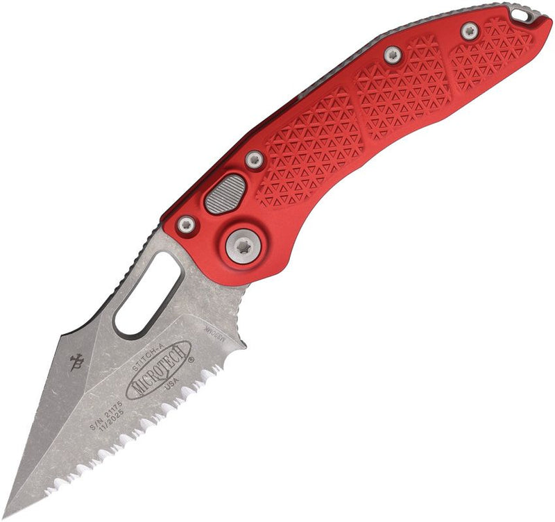 Microtech Auto Stitch S/E Button Lock AP [169-12APRD]