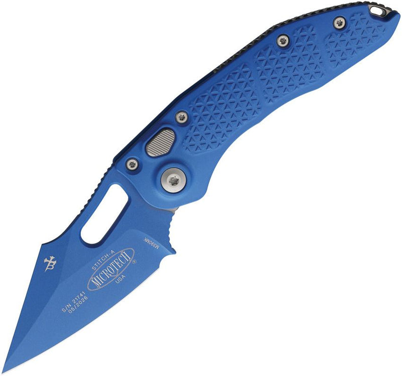 Microtech Auto Stitch S/E Button Lock Automatic Knife [169-1BL-X1Z15]