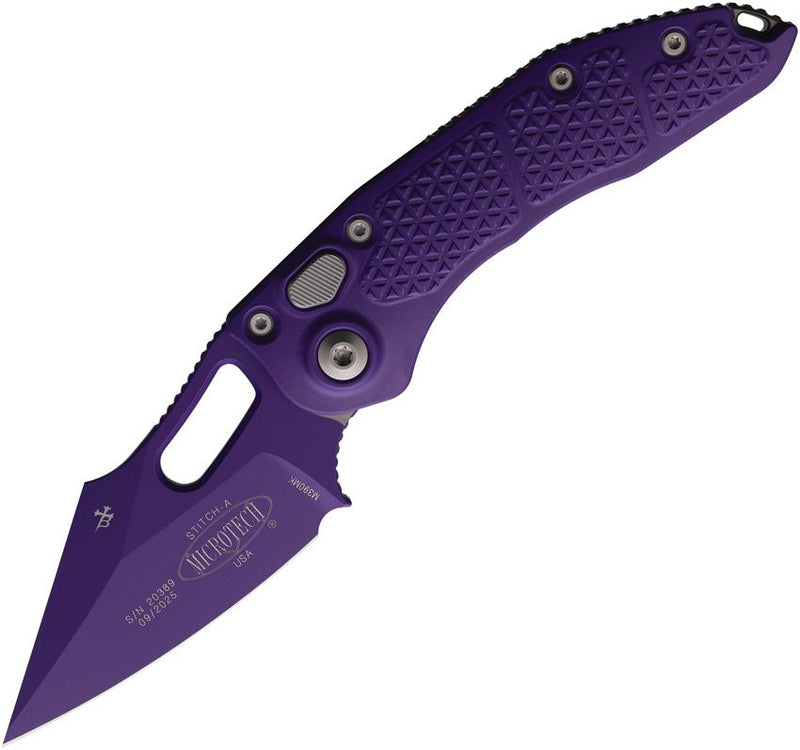 Microtech Auto Stitch S/E Button Lock Pu [169-1PU-X16]