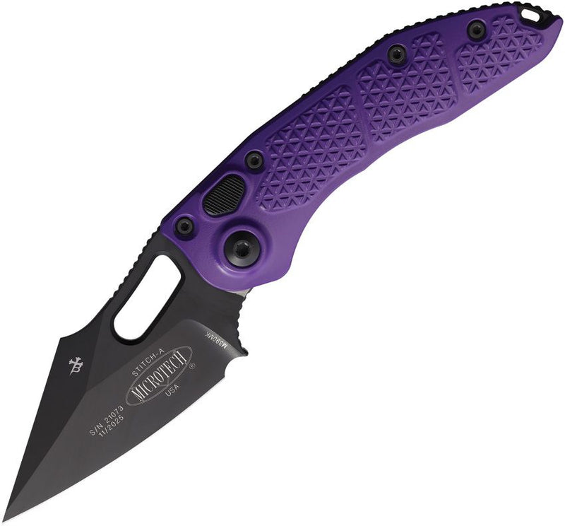 Microtech Auto Stitch S/E Button Lock Pl [169-1PU]