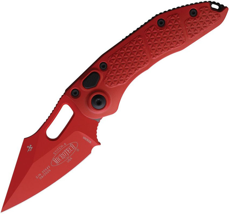 Microtech Auto Stitch S/E Button Lock Re [169-1RD-X5Z4]