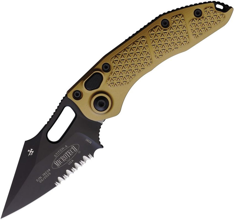 Microtech Auto Stitch Button Lock Tan [169-2TA]