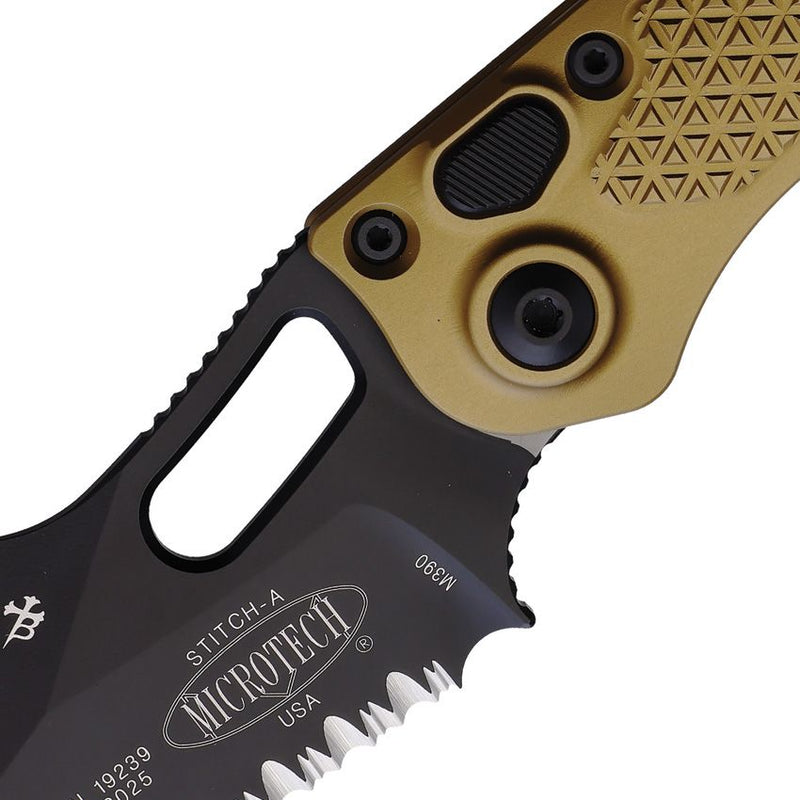 Microtech Auto Stitch Button Lock Tan [169-2TA]