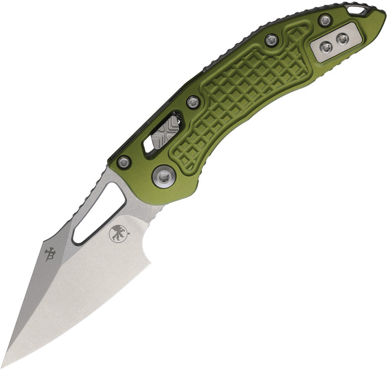 Microtech M-Stitch RAM-LOK Stonewash Standard FRAG PATTERN OD GREEN Green Aluminum (3.00" Bohler M390MK stainless) Folding Knife [169MRL-10FROD] - product view 1