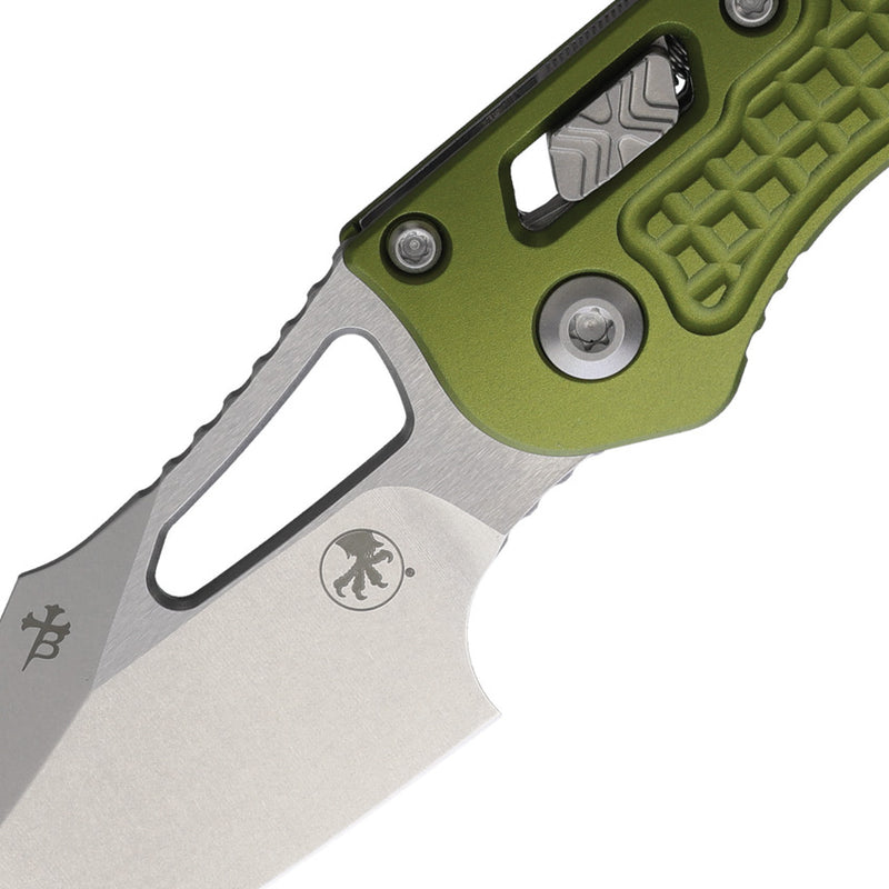 Microtech M-Stitch RAM-LOK Stonewash Standard FRAG PATTERN OD GREEN Green Aluminum (3.00" Bohler M390MK stainless) Folding Knife [169MRL-10FROD] - product view 2