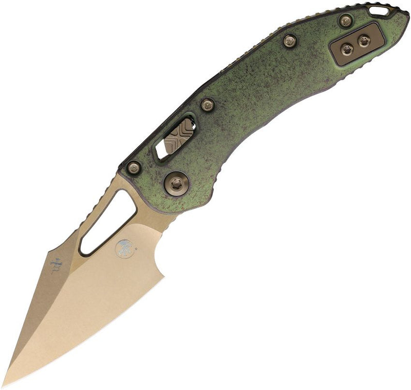 Microtech M-Stitch Ram-Lok Marfione Bronze Antique Green Folding Knife [169MRL-13MS1]