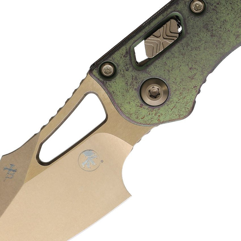 Microtech M-Stitch Ram-Lok Marfione Bronze Antique Green Folding Knife [169MRL-13MS1]