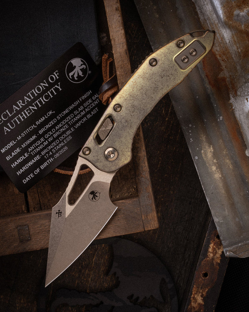 Microtech MStitch Ram-Lok MarfioneGold Folding Knife [169MRL-13MS2] — view 3