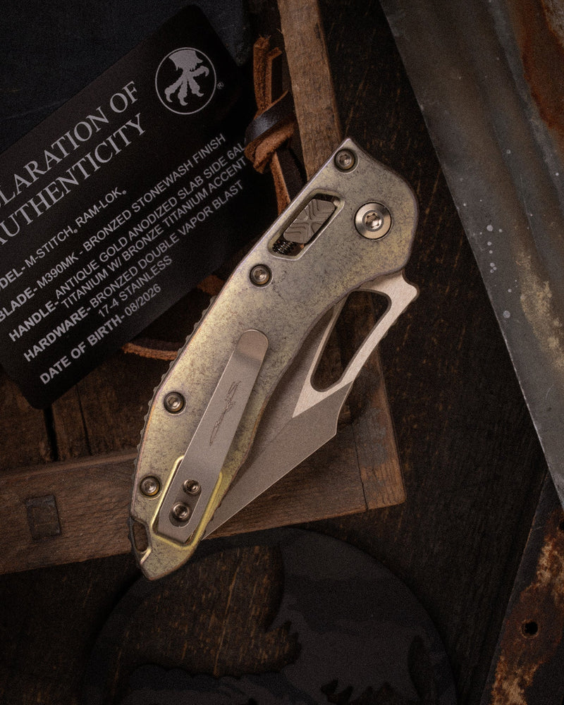 Microtech MStitch Ram-Lok MarfioneGold Folding Knife [169MRL-13MS2] — view 4
