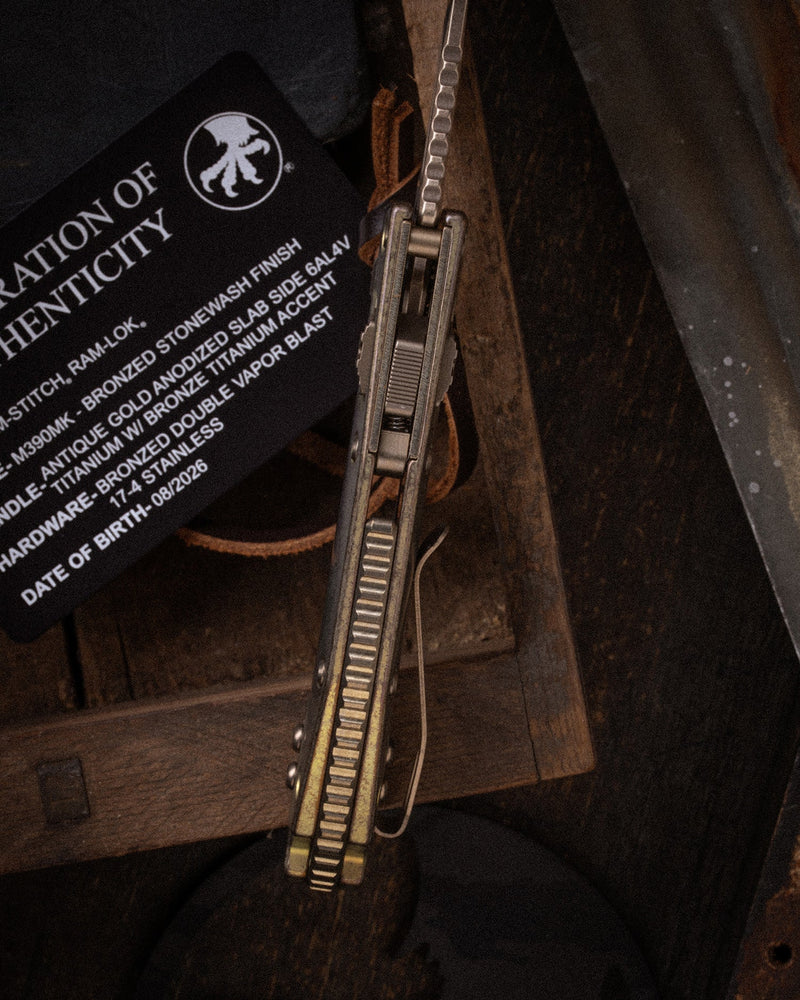 Microtech MStitch Ram-Lok MarfioneGold Folding Knife [169MRL-13MS2] — view 5