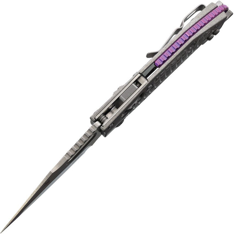 Microtech Stitch S/E Ram Lok Marf Select Purple Frag Pattern Titanium Folding Knife [169RL-10FRMS3]