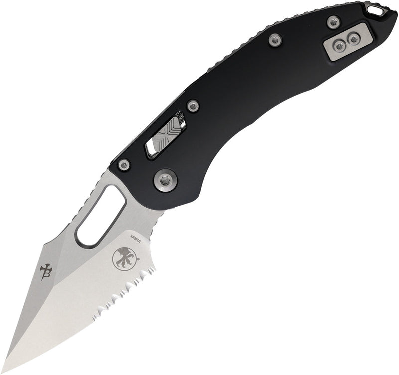 Microtech Stitch RAM-LOK Stonewash Partially Serrated Black Folding Knife [169RL-11] — view 1