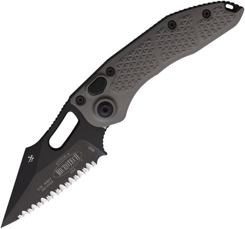 Microtech Auto Stitch S/E Button Lock AP [169-3APNC]