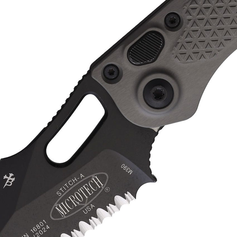 Microtech Auto Stitch S/E Button Lock AP [169-3APNC]