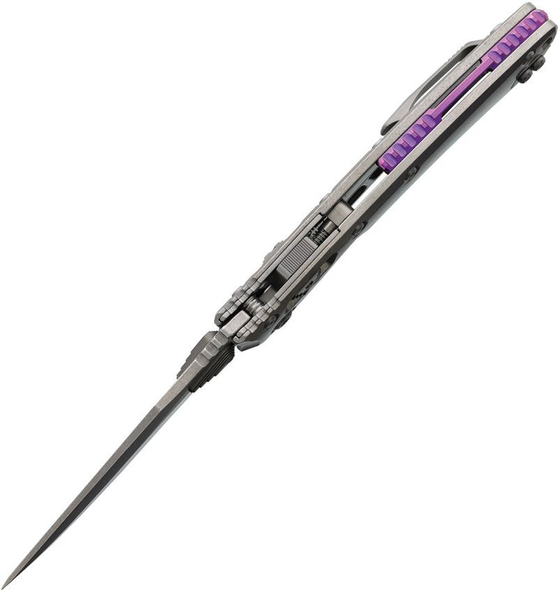 Microtech Amphibian Ram-Lok Select Purple Smooth Titanium Folding Knife [137RL-10FRMS3]