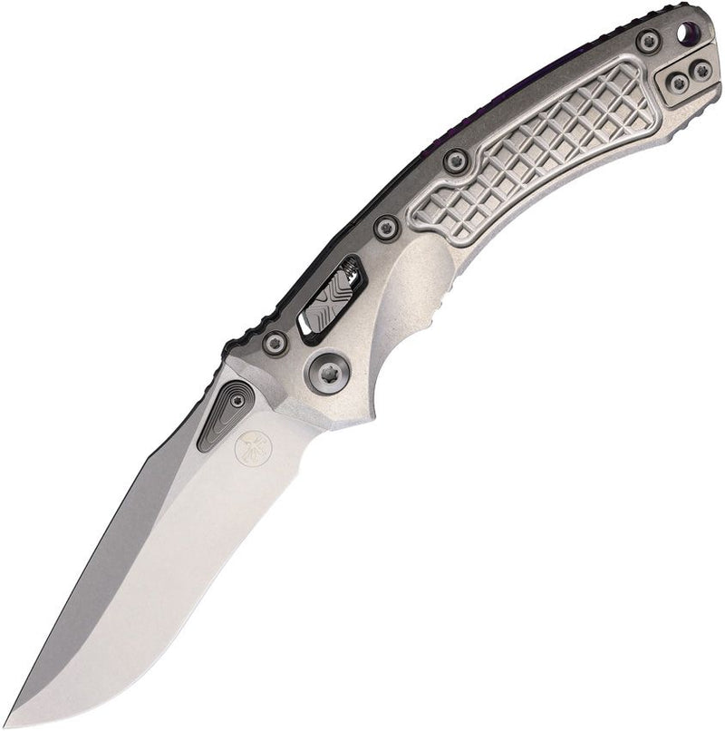 Microtech Amphibian Ram-Lok Select Purple Frag Pattern Titanium Folding Knife [137RL-10FRMS3]