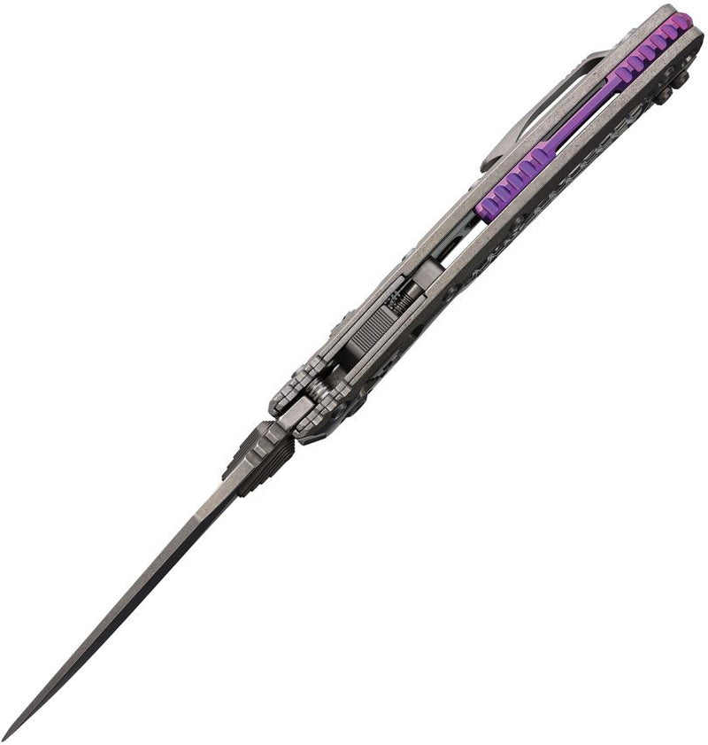 Microtech Amphibian Ram-Lok Select Purple Frag Pattern Titanium Folding Knife [137RL-10FRMS3]