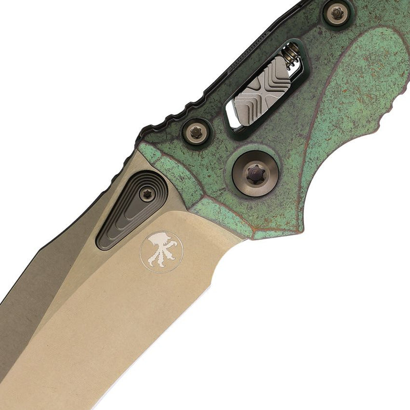 Microtech Amphibian Ram-Lok Select Antique Green Folding Knife [137RL-13MS1]