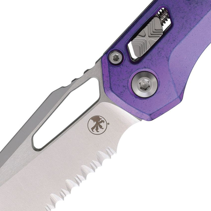 Microtech MSI Ram-Lok Marfione Select, Purple Haze Titanium, Part-Serrated Knife [210-11MS5]
