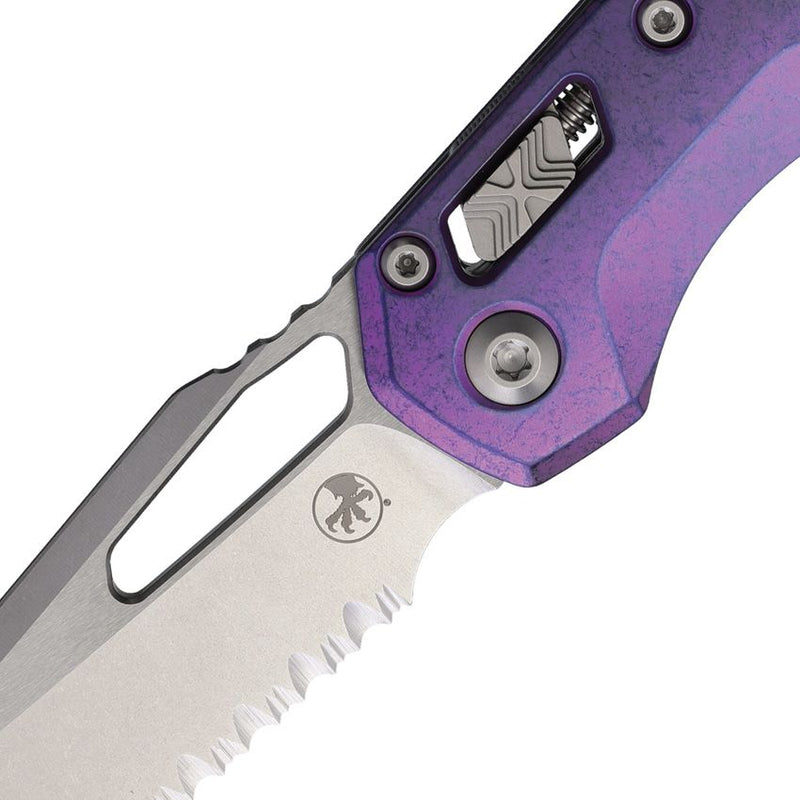 Microtech MSI Ram-Lok Marfione Select, Purple Haze Titanium, Fully Serrated Knife [210-12MS5]
