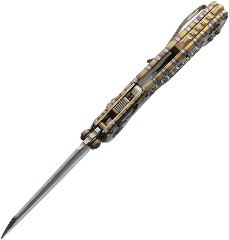 Microtech MSI Mini Ram-Lok Marfione Sel Bronze Frag Pattern Titanium Folding Knife [210M-10FRMS12]