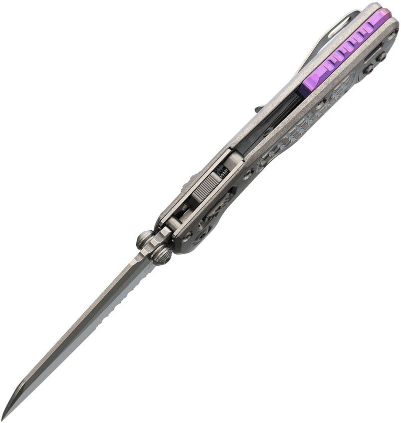 Microtech MSI Mini Ram-Lok Marfione Purple Frag Pattern Titanium Folding Knife [210M-11FRMS4]