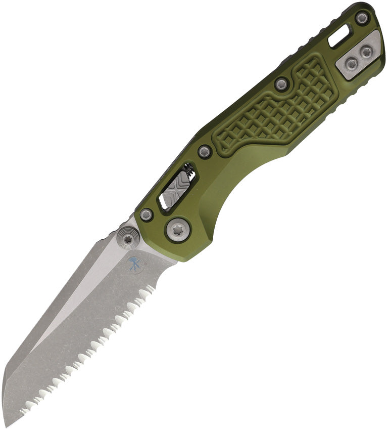 Microtech MSI Mini Ram-Lok Apocalyptic Full Serrated Frag Aluminum OD Green Folding Knife [210M-12APFROD] - product view 1
