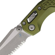 Microtech MSI Mini Ram-Lok Apocalyptic Full Serrated Frag Aluminum OD Green Folding Knife [210M-12APFROD] - product view 2