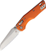 Microtech MSI Mini Ram-Lok Stonewash Full Serrated Fluted Aluminum Orange Folding Knife [210M-12FLOR] - product view 1