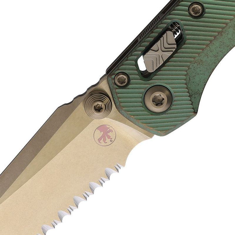 Microtech MSI Mini Ram-Lok Marfione Bronze Antique Green Folding Knife [210M-15FLMS2]