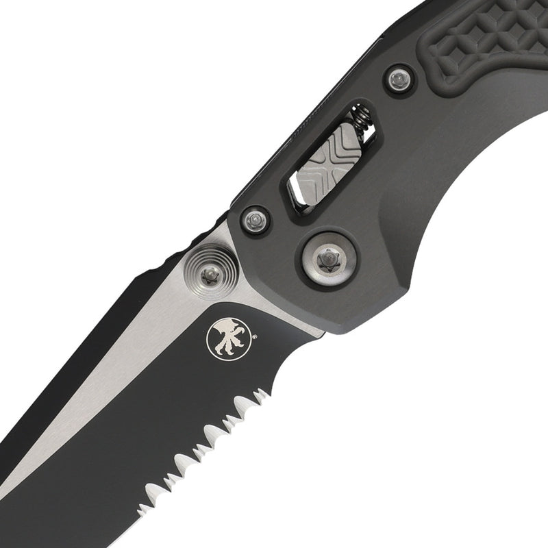 Microtech MSI Mini RAM-LOK Natural Clear Frag Aluminum Partially Serrated Folding Knife [210M-2FRNC] - product view 2
