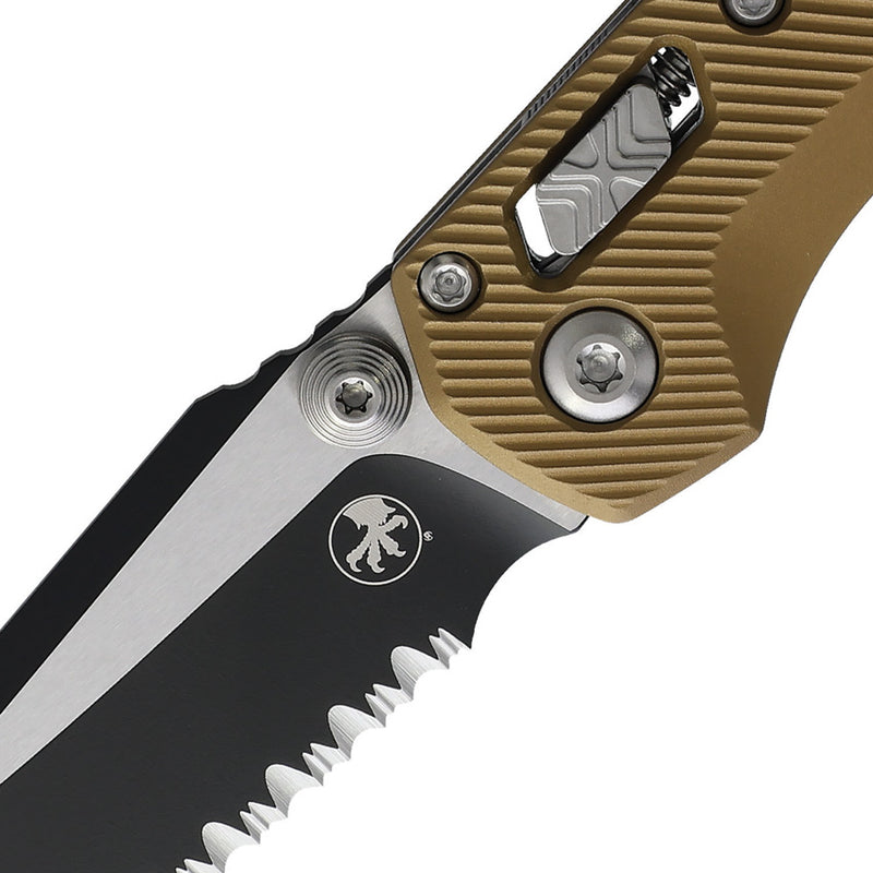 Microtech MSI Mini RAM-LOK Tan Fluted Aluminum Serrated Folding Knife [210M-3FLTA] - product view 2