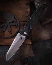 Microtech SOCOM ELITE WARCOM SIGNATURE SERIES STONEWASH STANDARD Black Aluminum (4.00" Bohler M390MK stainless) Folding Knife [259-10S] - product view 3