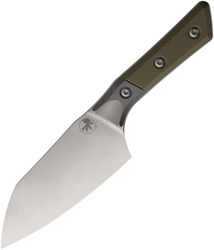 Microtech Santoku 6" Knife Stonewash Standard Titanium Bolster OD Green G-10 Kitchen Knife [3200B-10OD] - product view 1