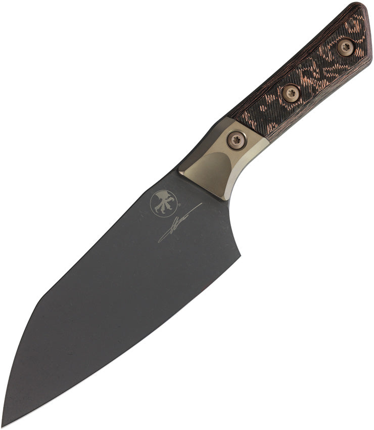 Microtech 6" SANTOKU KNIFE DLC STANDARD BRONZE TITANIUM BOLSTER LIVE-WIRE CARBON FIBER Kitchen Knife [3200B-1DLCLWCFS] - product view 1