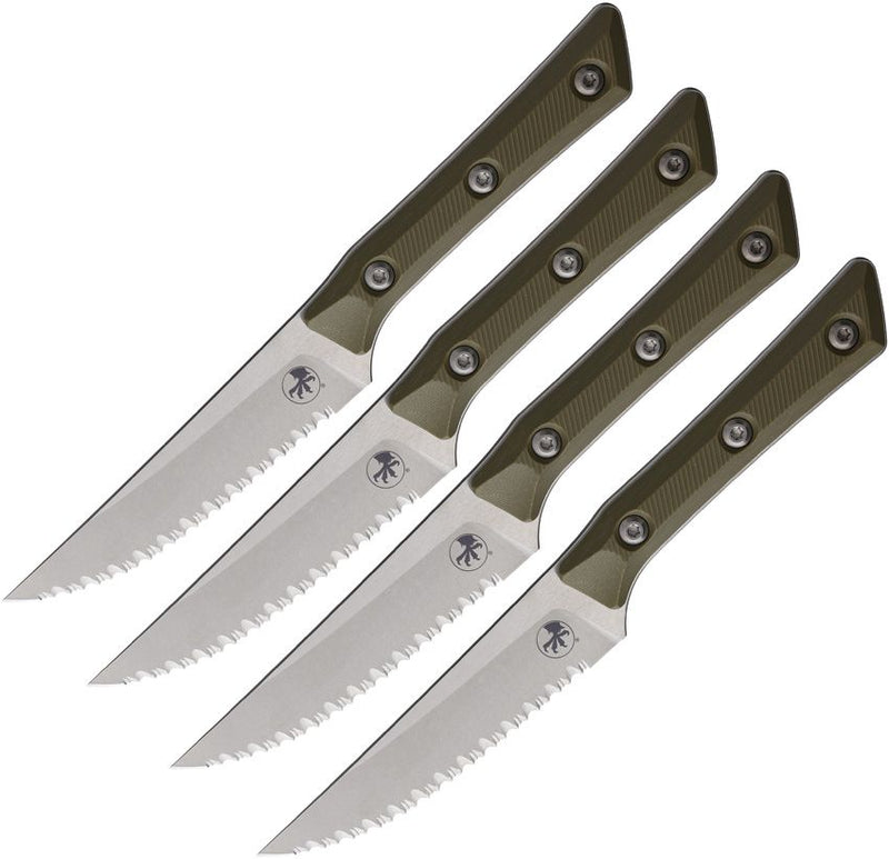 Microtech Steak Knife Set OD Green G10 Kitchen Knife [3600-12SETOD]