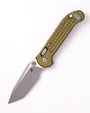 Microtech L.U.D.T. RAM-LOK T/E APOCALYPTIC FRAG PATTERN OD GREEN Green Aluminum (3.50" Bohler M390MK stainless) Folding Knife [1136RL-10APFROD] - product view 3