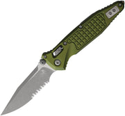 Microtech Socom RAM-LOK S/E Apocalyptic Standard Partial Serrated Frag Aluminum OD GREEN Folding Knife [160RL-11APFROD] - product view 1